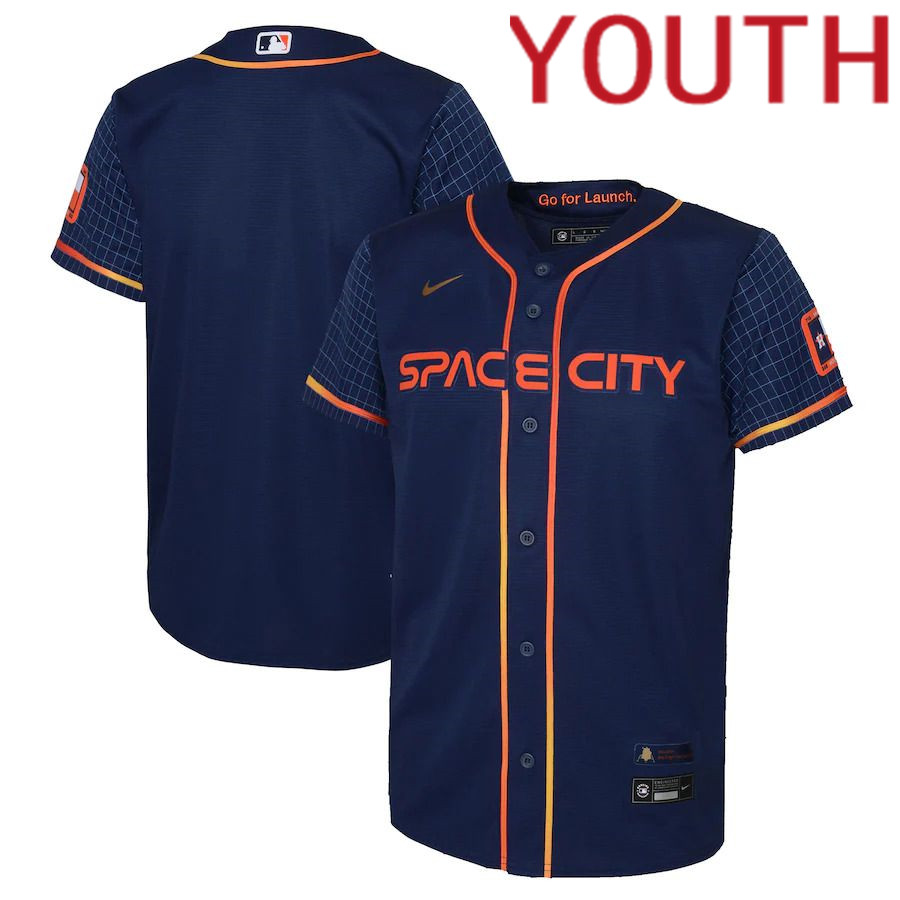 Custom Youth Houston Astros Blank Nike Navy 2022 City Connect Replica MLB Jersey